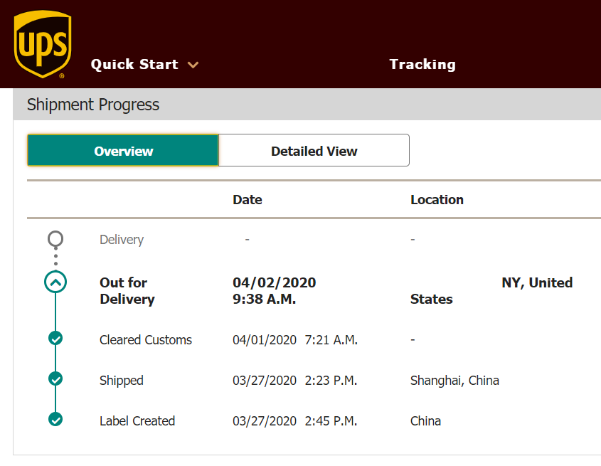 search package tracking number